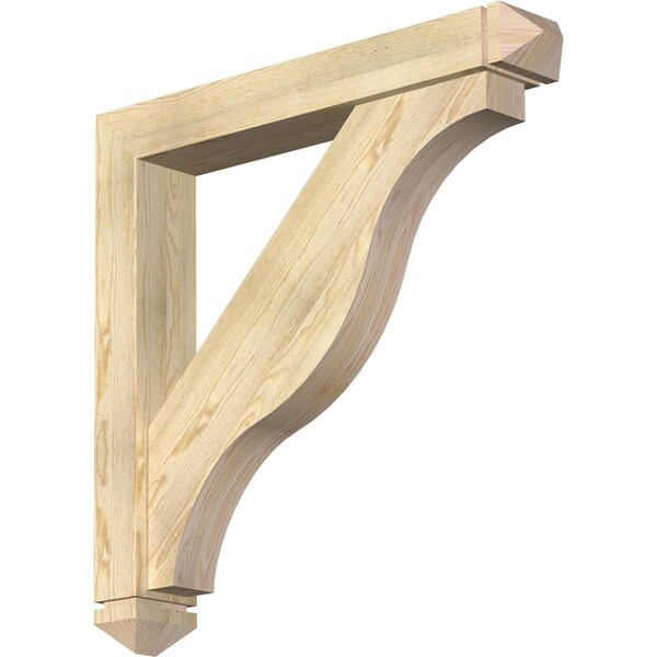 Ekena Millwork Funston Arts and Crafts Rough Sawn Bracket w/ Offset Brace, Douglas Fir, 6"W x 38"D x 38"H BKT0604X38X38FST03RDF - main